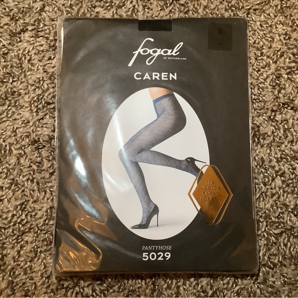Fogal Caren fine knitted net pantyhose, style 5029, color noir (black), size: S
